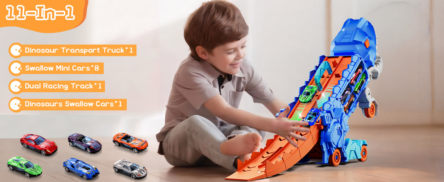 Dinosaur Truck with 4 Alloy Cars – Kids Toy