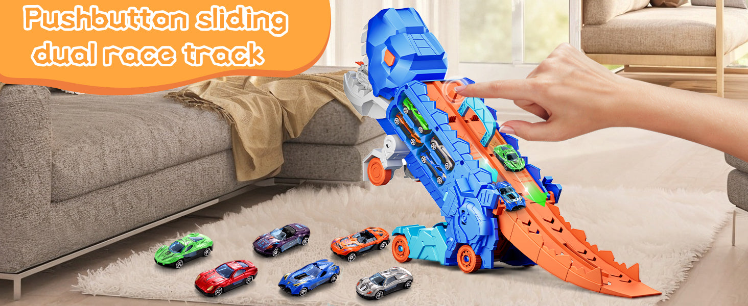 Dinosaur Truck with 4 Alloy Cars – Kids Toy
