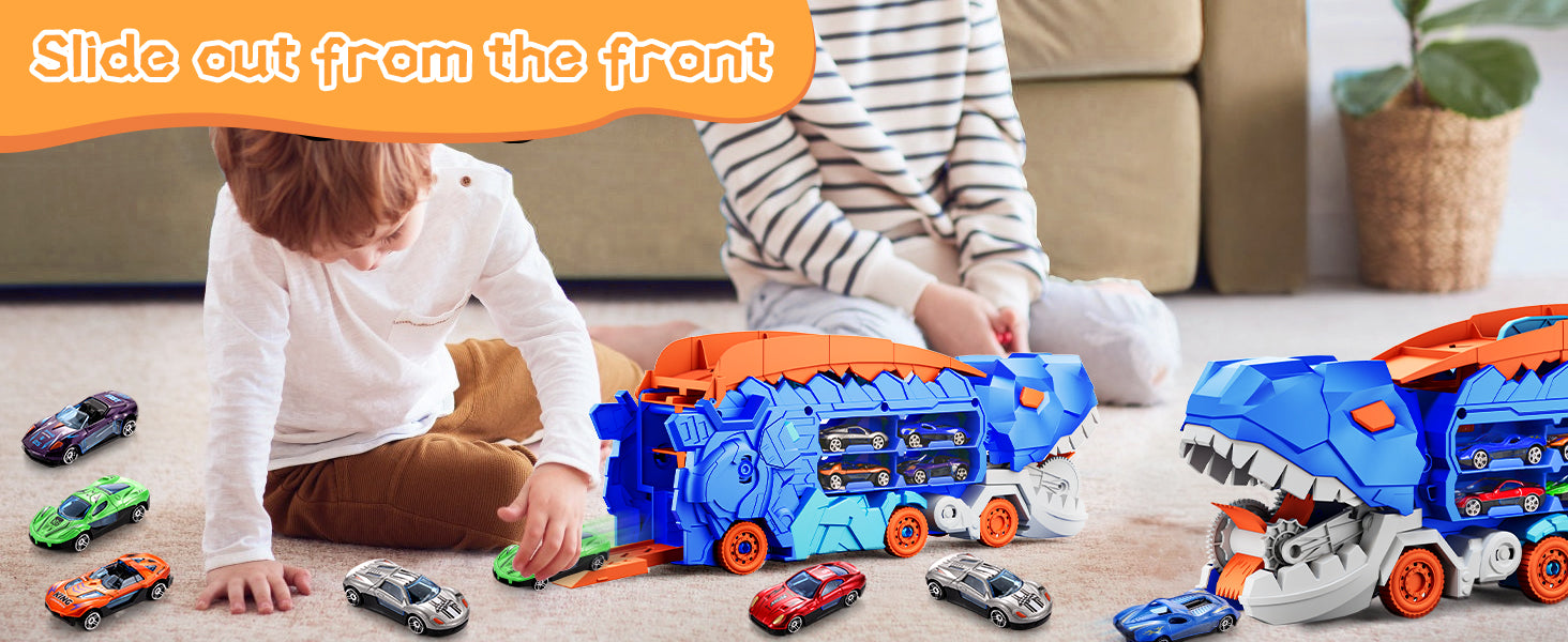 Dinosaur Truck with 4 Alloy Cars – Kids Toy