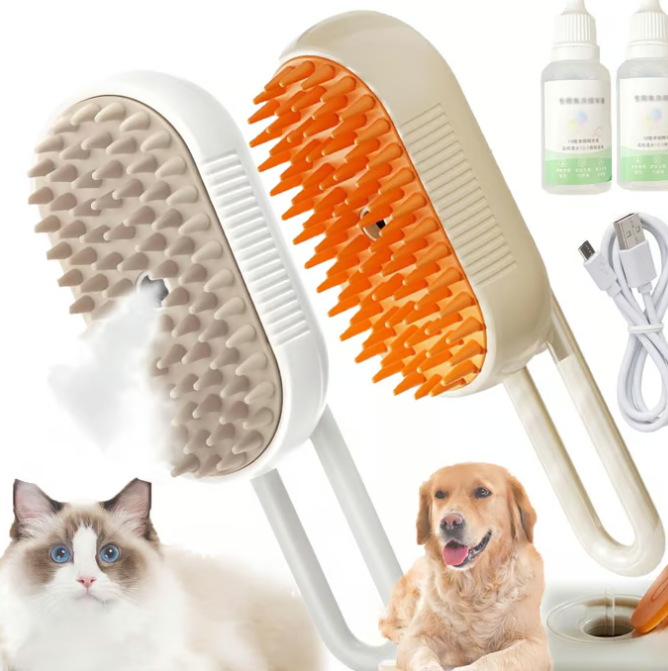 3-in-1 Steam Pet Brush – Groom, De-Shed & Massage
