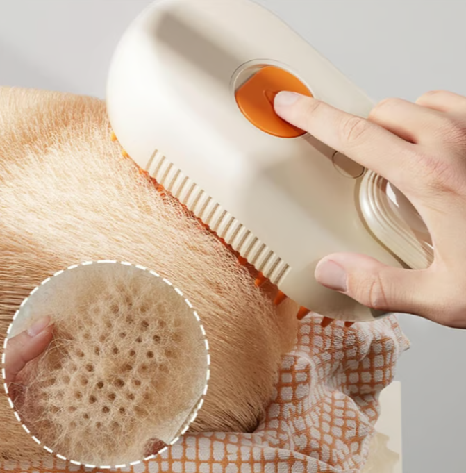 3-in-1 Steam Pet Brush – Groom, De-Shed & Massage