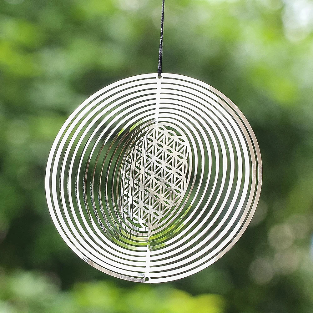 10cm Rotating 3D Mandala with Mirrored Reflection for Decoration and Meditation
