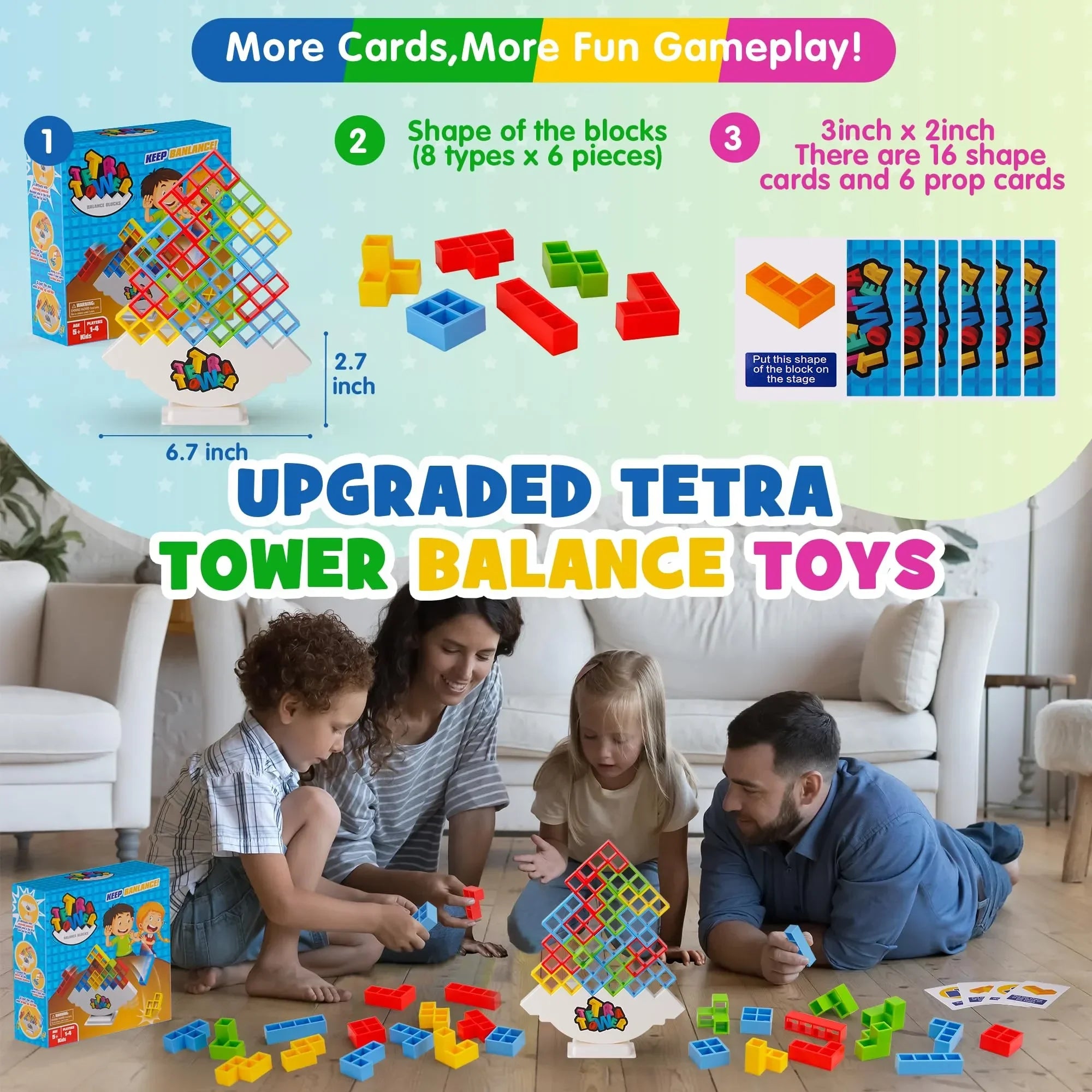 Tetra Tower Stacking Blocks Set – 48 Pieces for the Whole Family