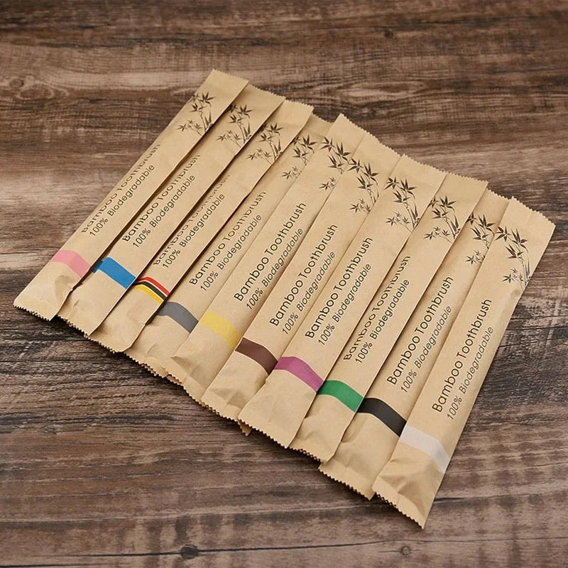 10-Pack Eco Bamboo Toothbrush Set – Soft & Natural Care