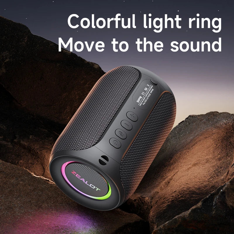 Zealot S32PRO Waterproof Bluetooth Speaker with Deep Bass & LED Light
