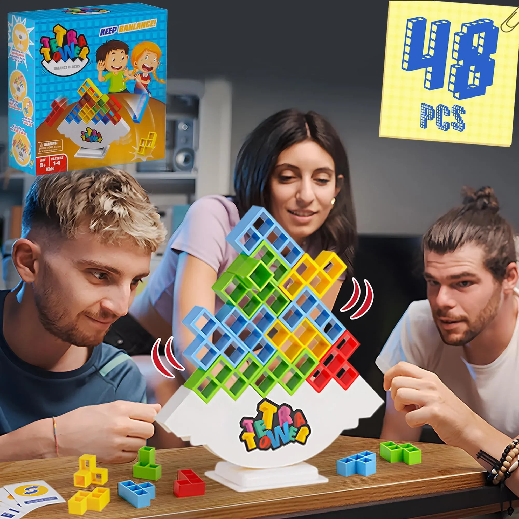 Tetra Tower Stacking Blocks Set – 48 Pieces for the Whole Family