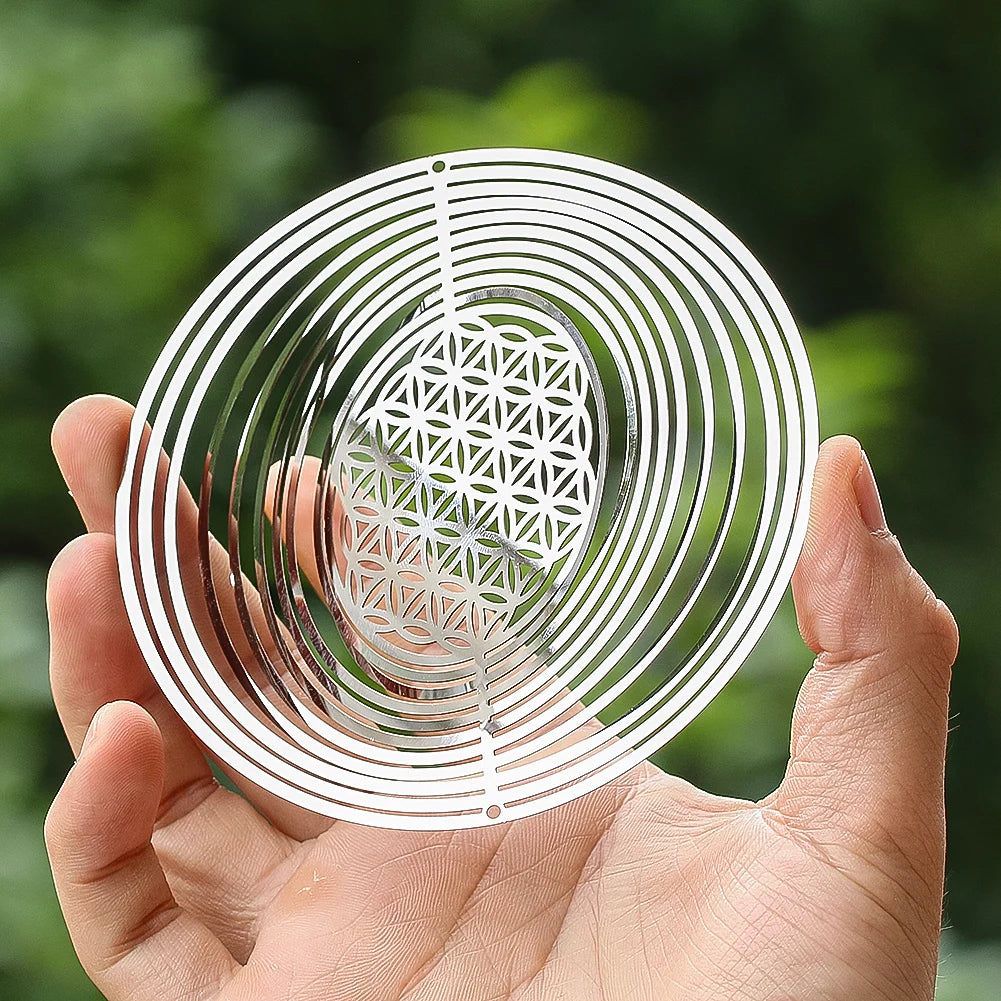 10cm Rotating 3D Mandala with Mirrored Reflection for Decoration and Meditation