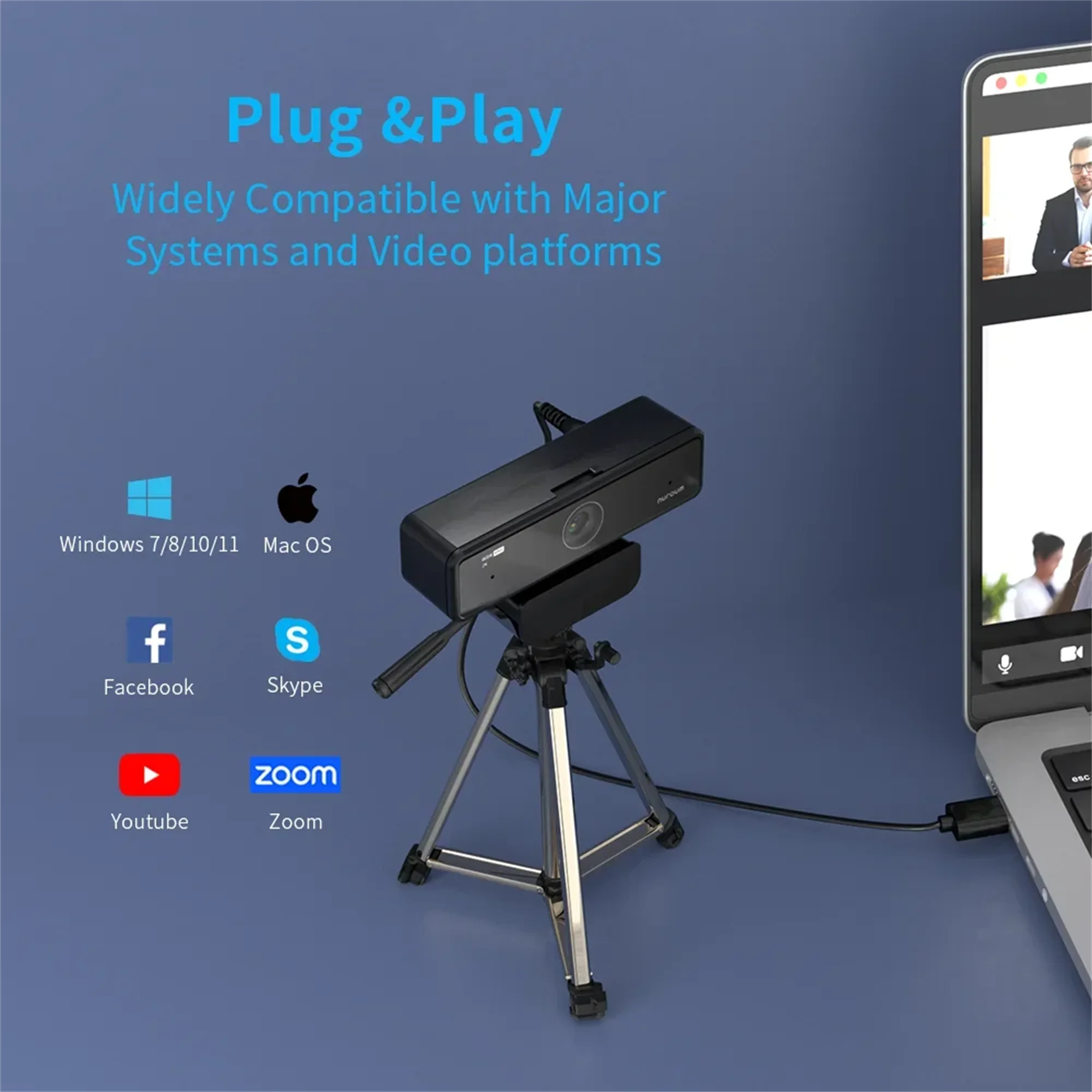 Nuroum V11 Webcam 1080p 60fps with Microphone for PC/Laptop