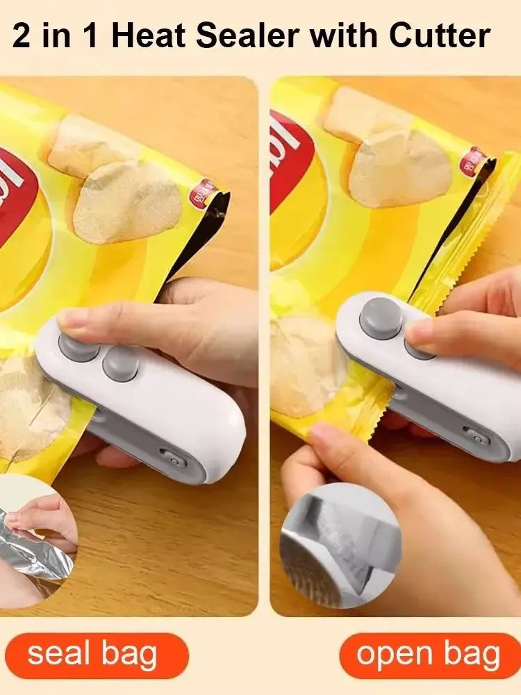2-in-1 Mini Heat Sealer & Bag Cutter – USB Rechargeable
