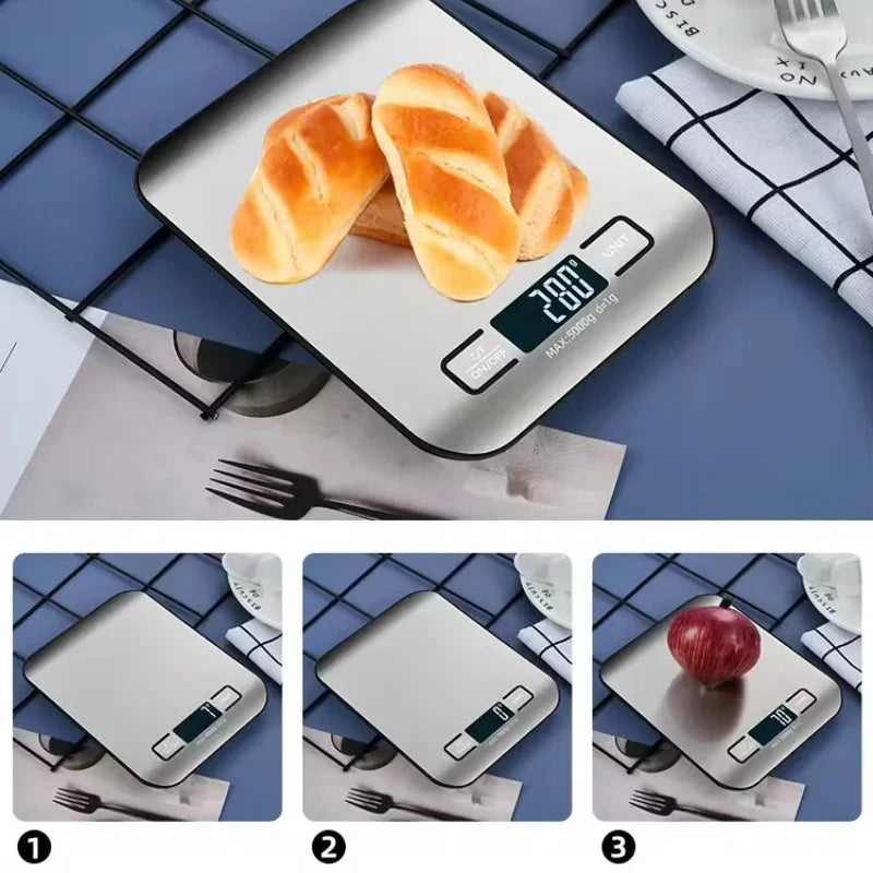 Stainless Steel Digital Kitchen Scale – 5kg/1g Precision