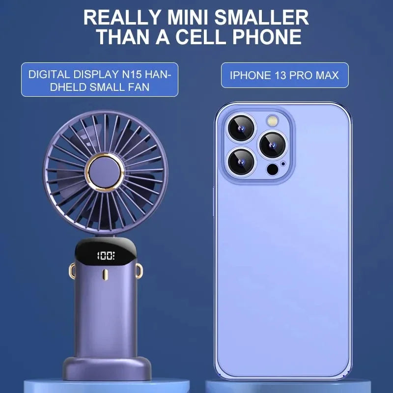 KUALOOL Foldable Mini USB Fan with 5 Speeds & Phone Stand