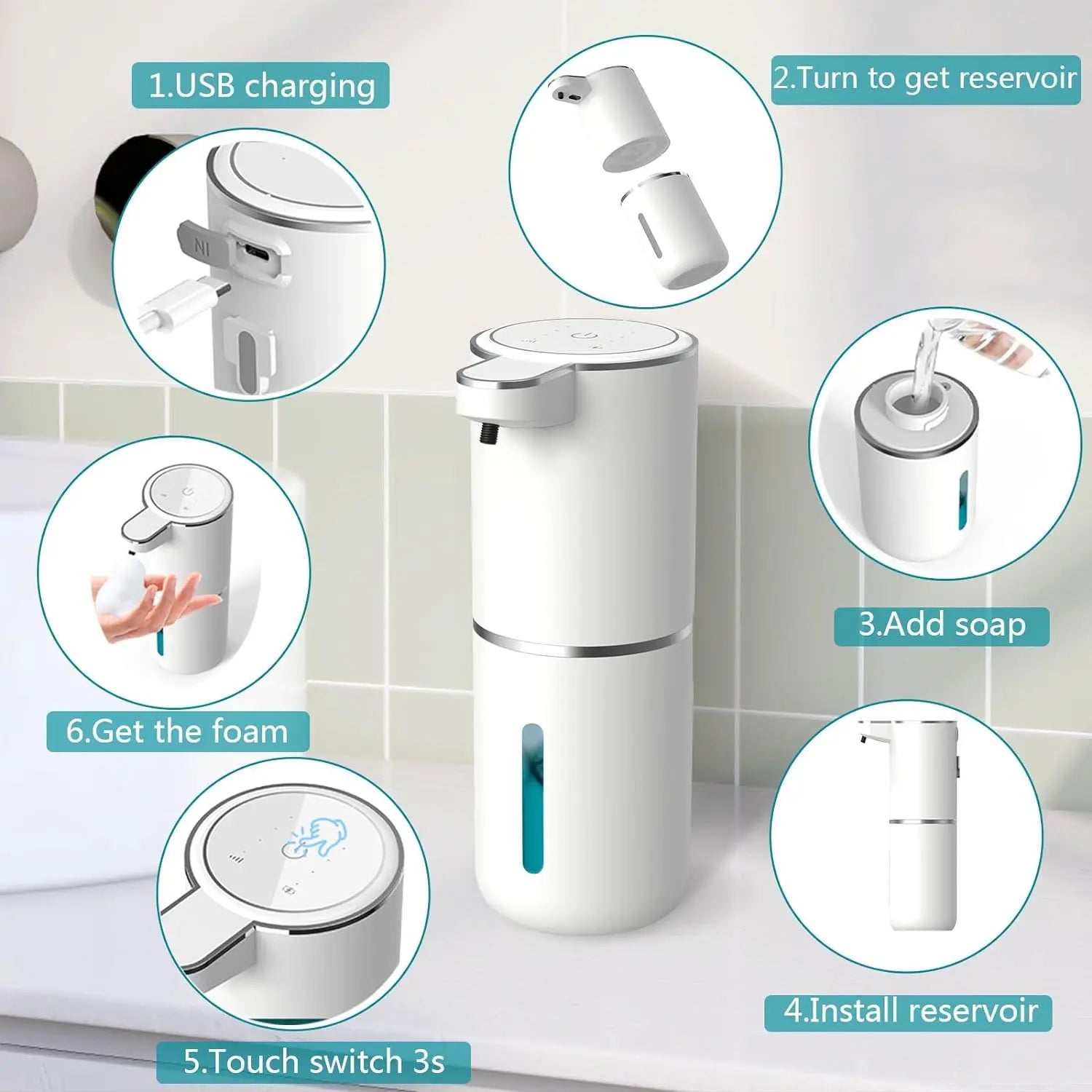 Automatic Foaming Soap Dispenser – USB Rechargeable, 380ml