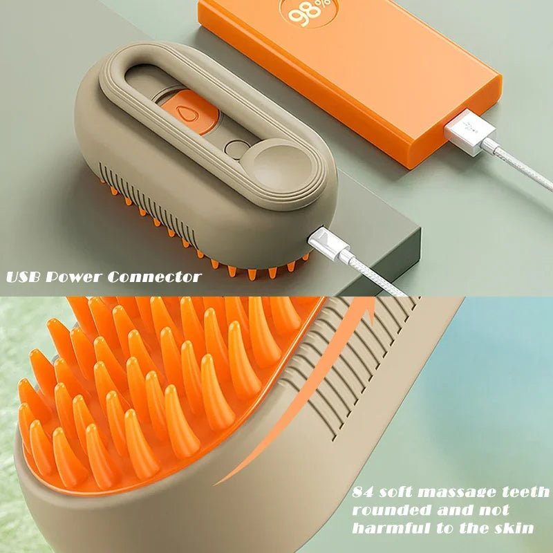 3-in-1 Steam Pet Brush – Groom, De-Shed & Massage