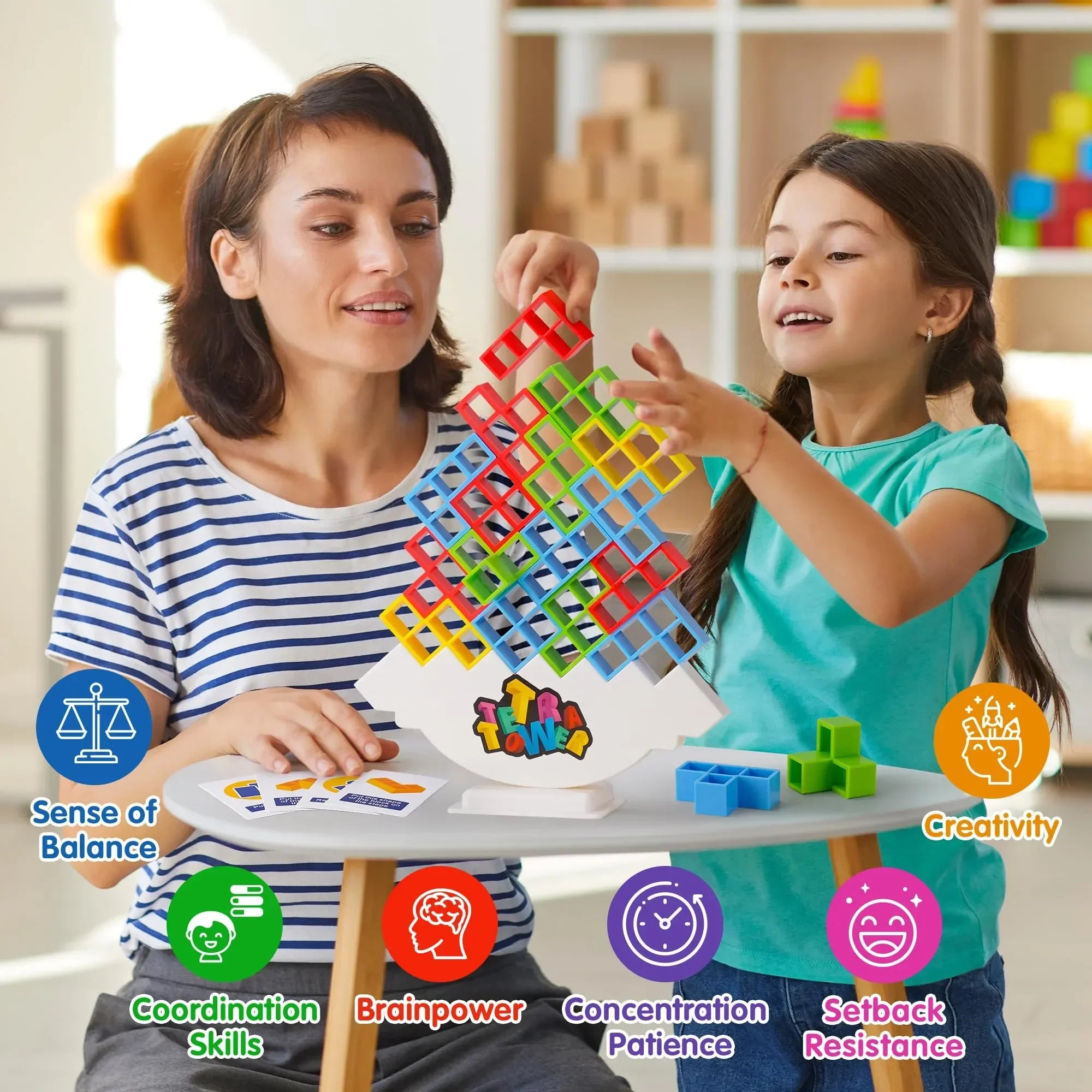 Tetra Tower Stacking Blocks Set – 48 Pieces for the Whole Family
