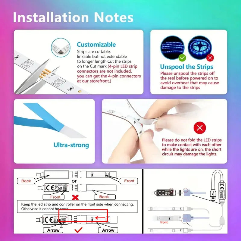 Wi-Fi RGB LED Strip with App Control – Compatible with Alexa and Google