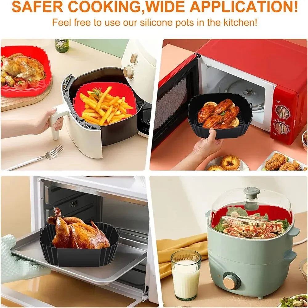 Reusable Silicone Airfryer Liner Tray – Non-Stick, Heat-Resistant, Easy-Clean