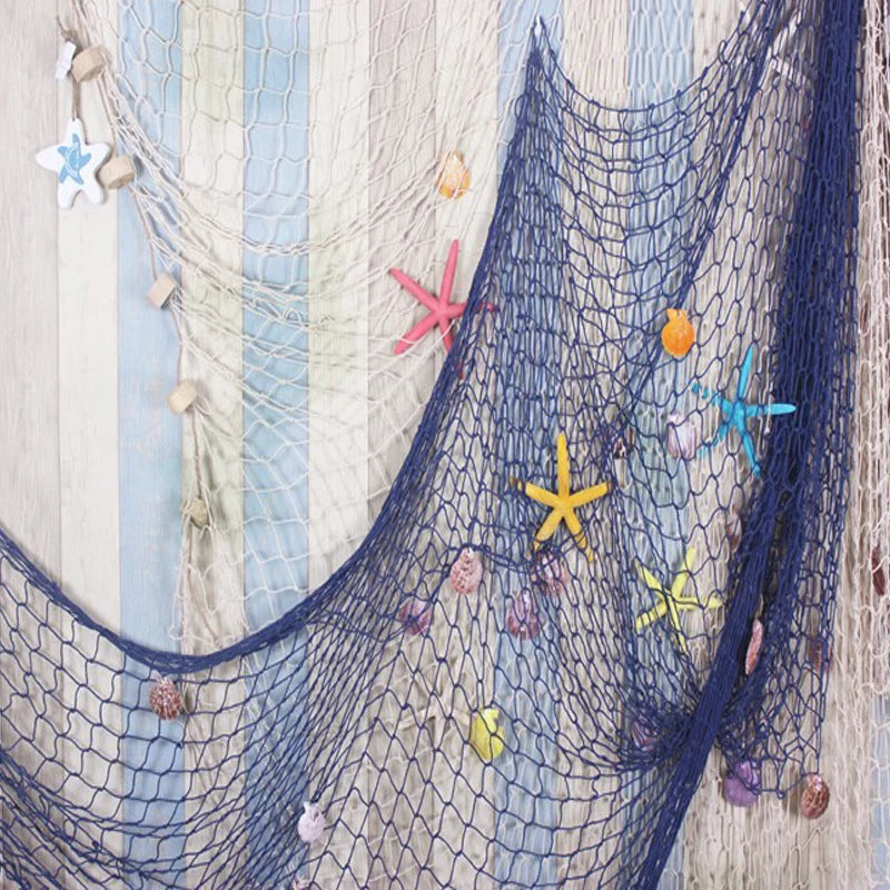 Nautical Fishing Net Wall Decor – Mediterranean Marine-Themed Home & Party Ornament