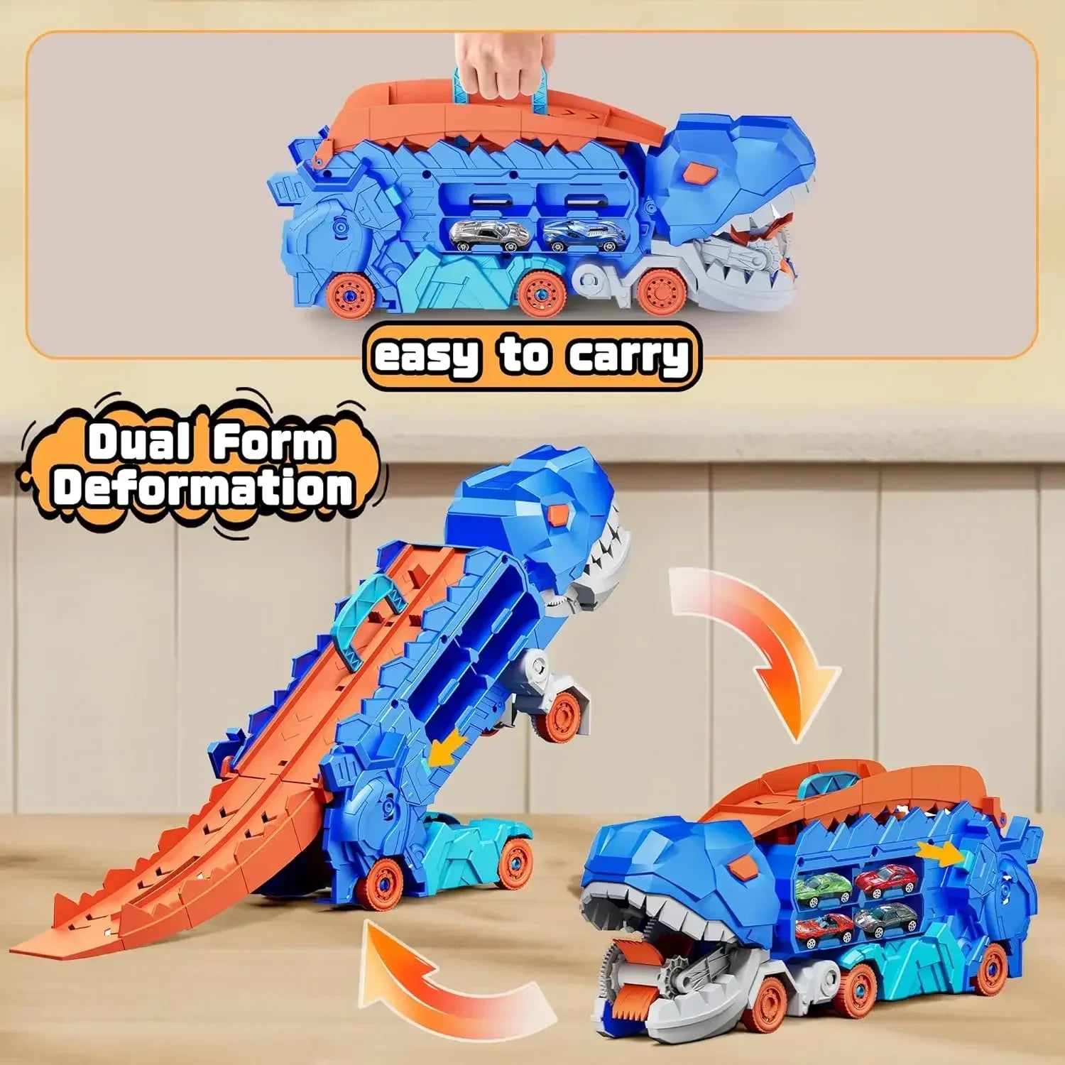 Dinosaur Truck with 4 Alloy Cars – Kids Toy
