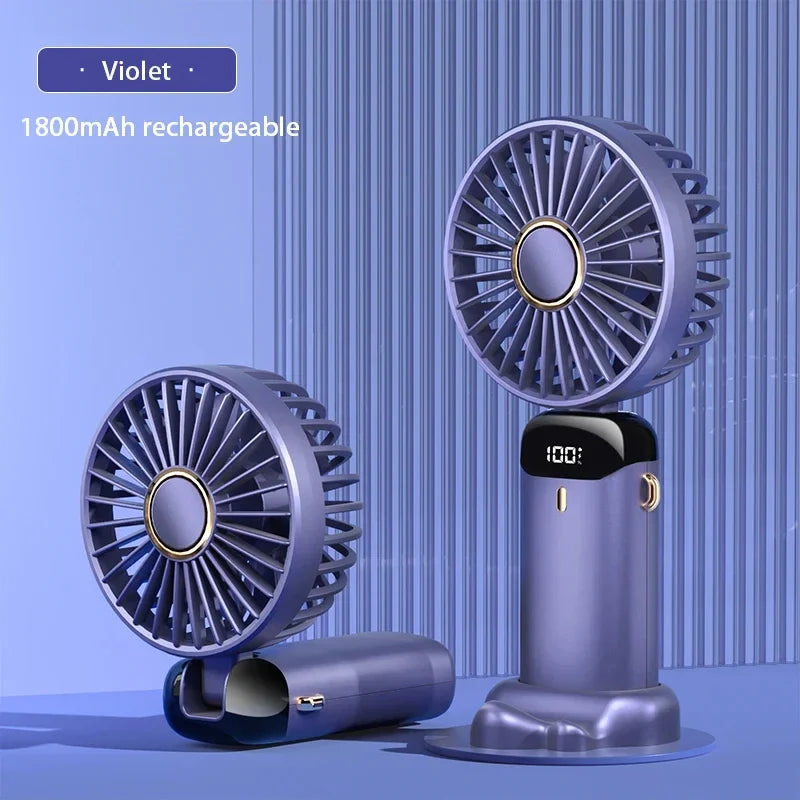 KUALOOL Foldable Mini USB Fan with 5 Speeds & Phone Stand