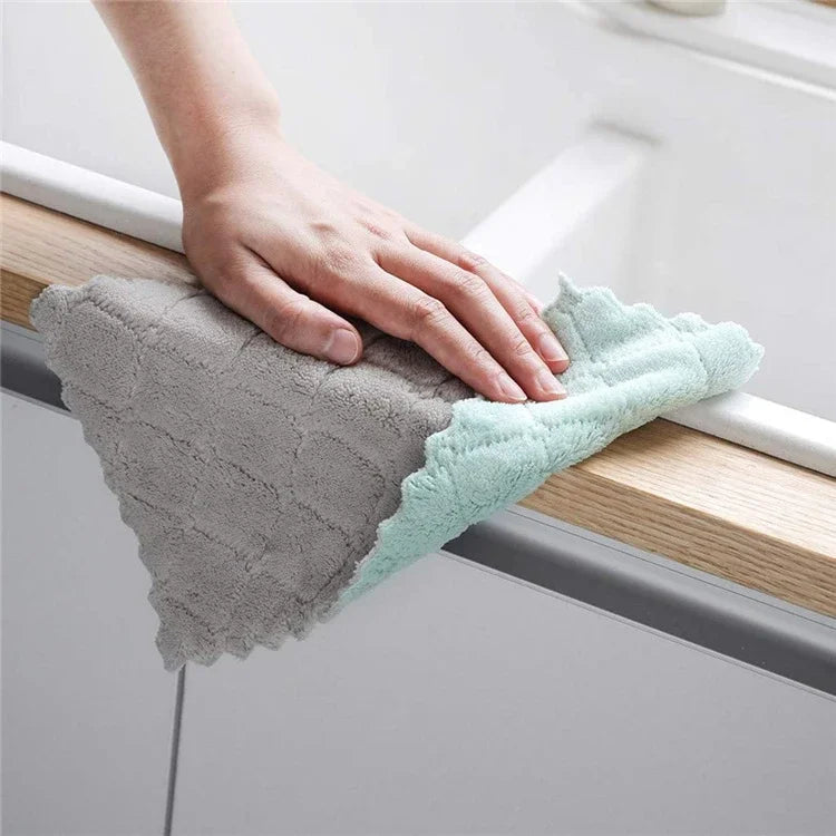 SuperSoft Microfiber Kitchen Towels – 5/10/20pcs Coral Velvet, Fast-Drying & Oil-Free Cleaning Cloths