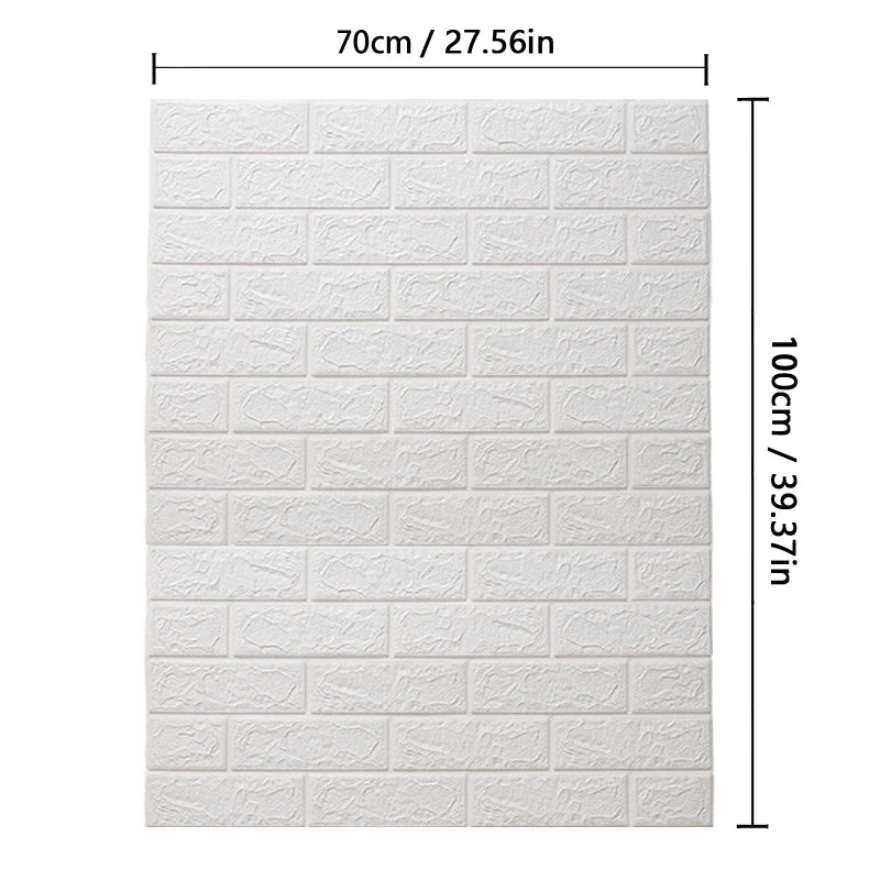 3D Brick Wall Stickers – Waterproof & Self-Adhesive Foam Wallpaper for Home Decoration (70cm Width)
