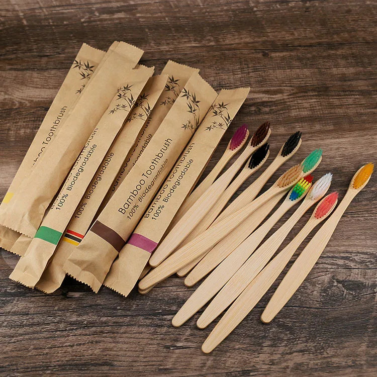 10-Pack Eco Bamboo Toothbrush Set – Soft & Natural Care