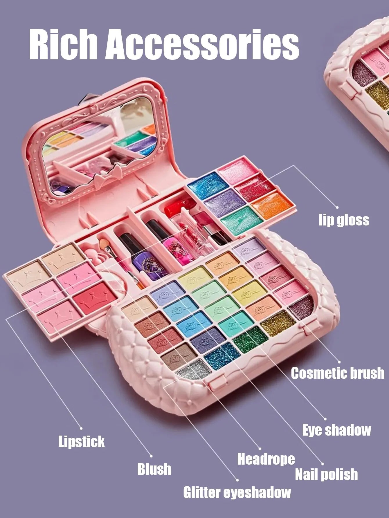 Kids Makeup Kit with Mirror – Safe and Washable Beauty Toy