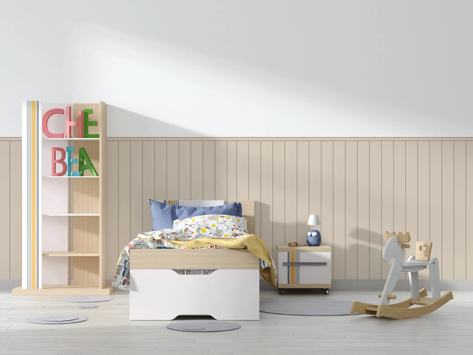 Beige Self-Adhesive Wall Panel for Children's Room