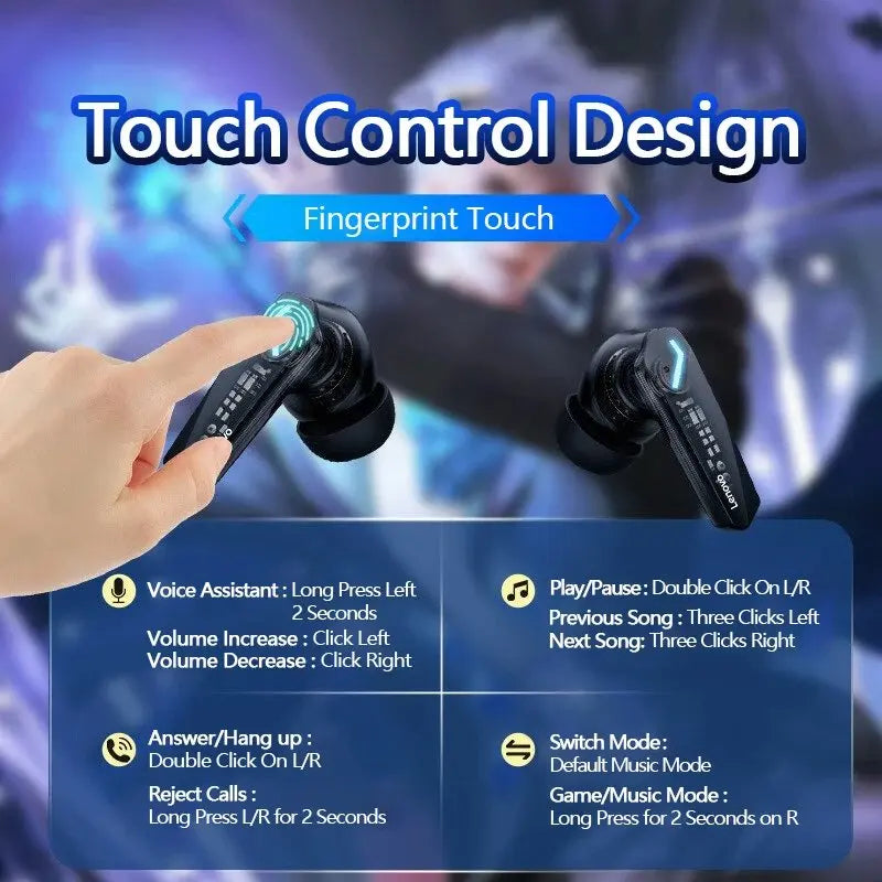 Lenovo GM2 Pro TWS Bluetooth Headset with Gamer Mode and Music