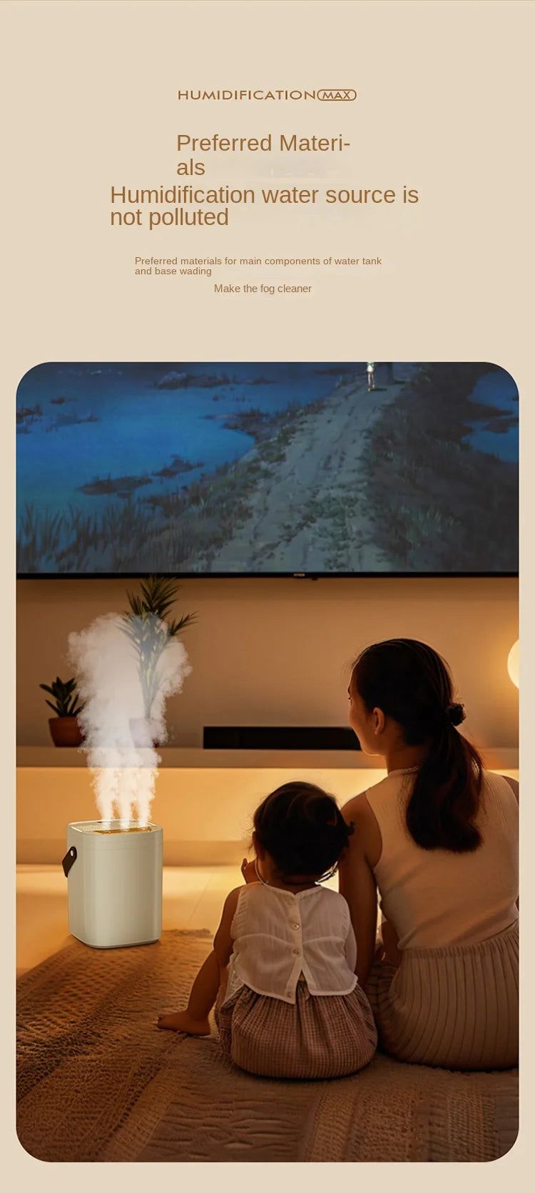 1.8L Air Humidifier with Aroma Diffuser, 3 Modes and LED Night Light