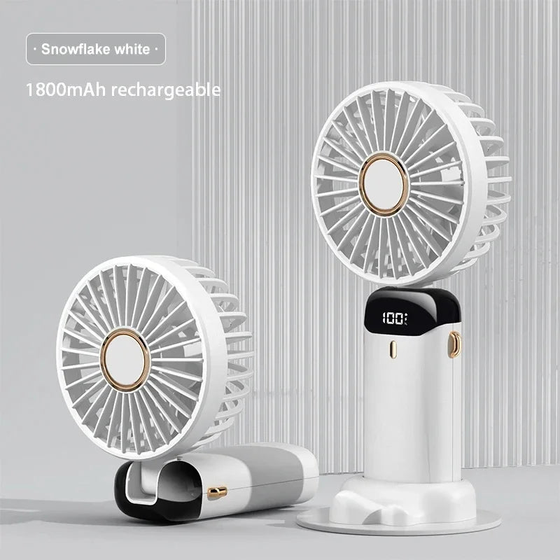 KUALOOL Foldable Mini USB Fan with 5 Speeds & Phone Stand
