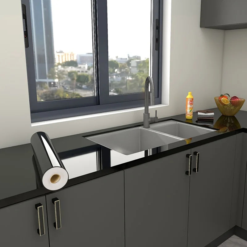 Glossy Black Adhesive Paper for Furniture and Kitchen