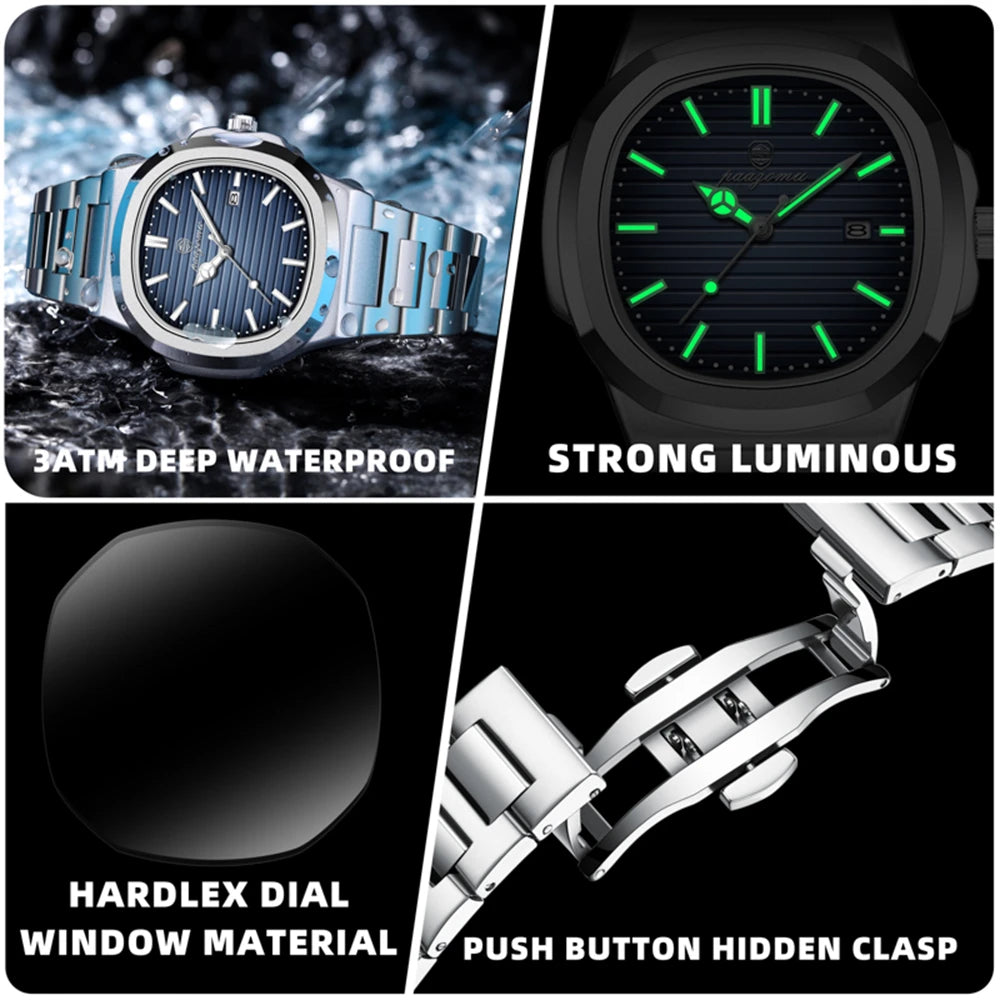 PENGAGAR Luxury Men's Waterproof Quartz Watch