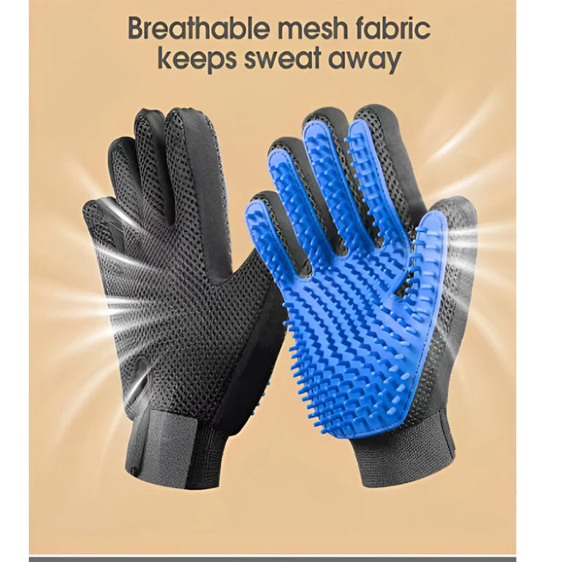 Silicone Pet Grooming Glove – Deshedding & Massage for Cats and Dogs