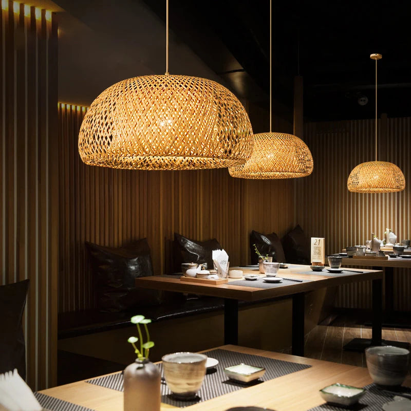 Handwoven Bamboo Pendant Lamp – Chinese Style Hanging Light for Home & Restaurants