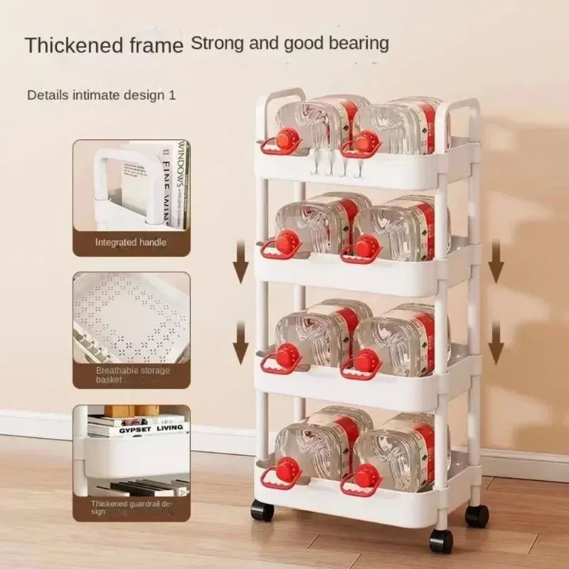 Movable Storage Cart with Wheels – Multi-Layer Rack