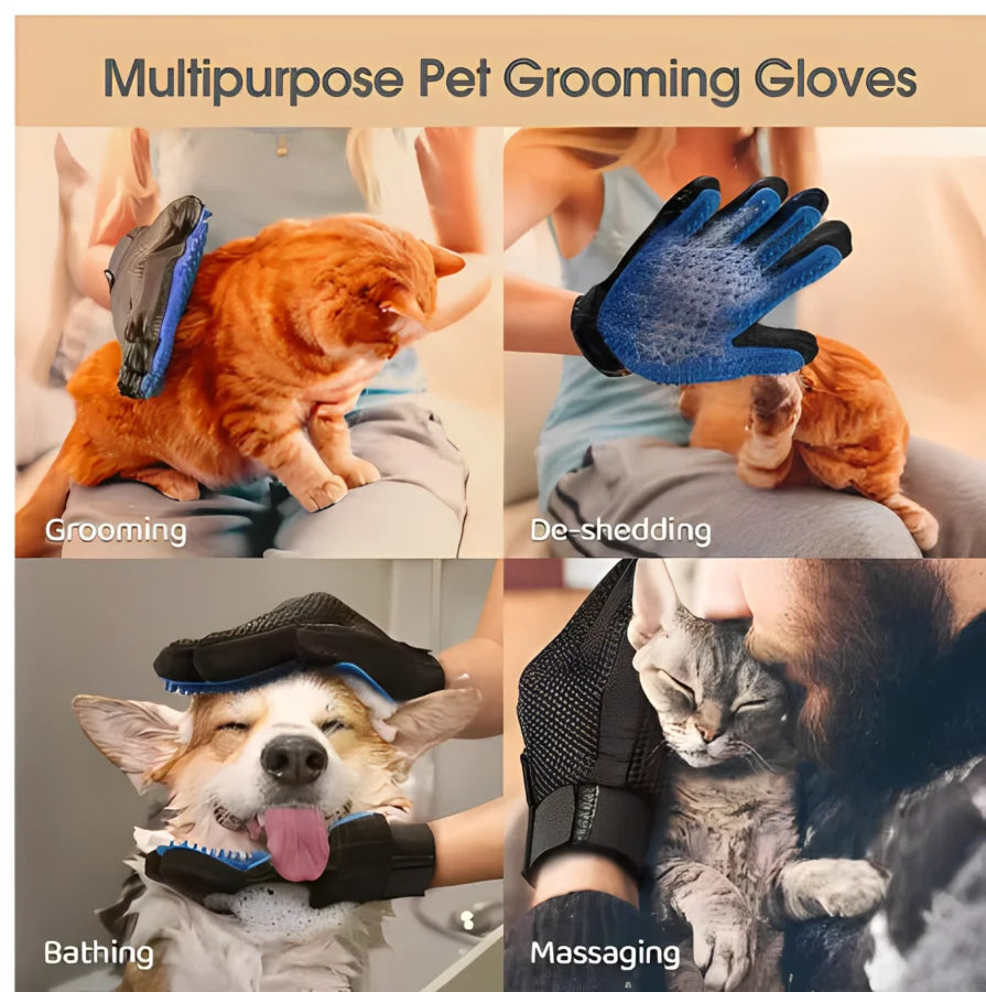 Silicone Pet Grooming Glove – Deshedding & Massage for Cats and Dogs