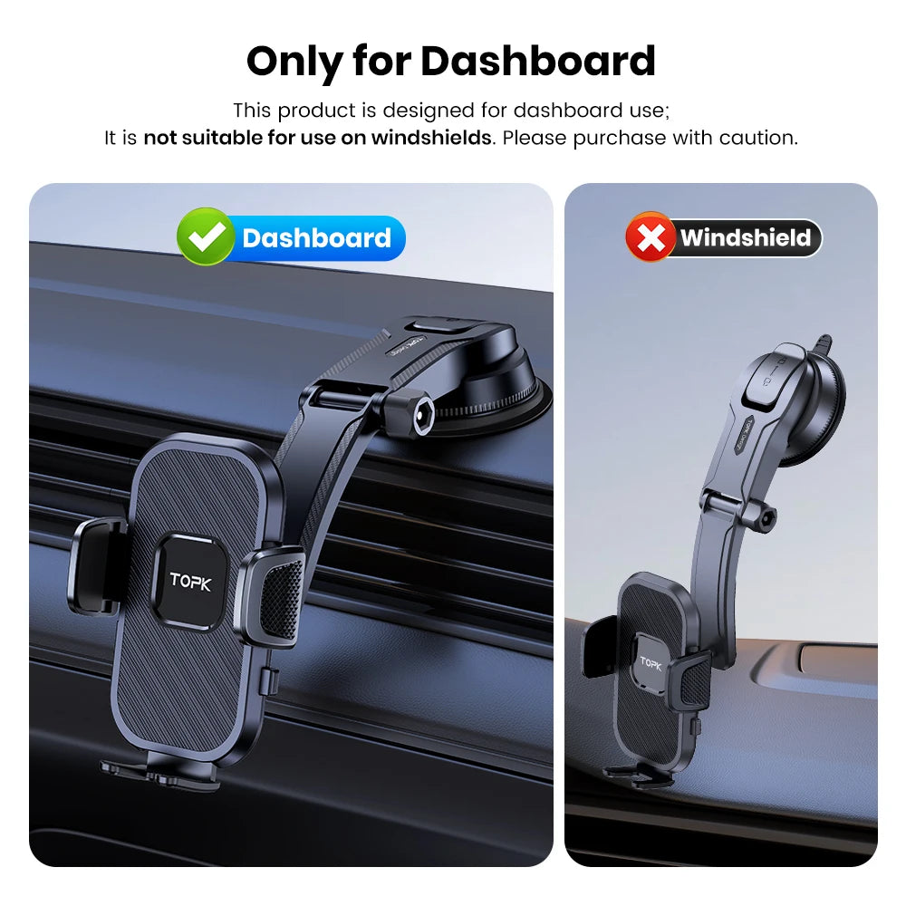 TOPK Universal Car Phone Holder – 360° Rotation, Non-Slip and Compact
