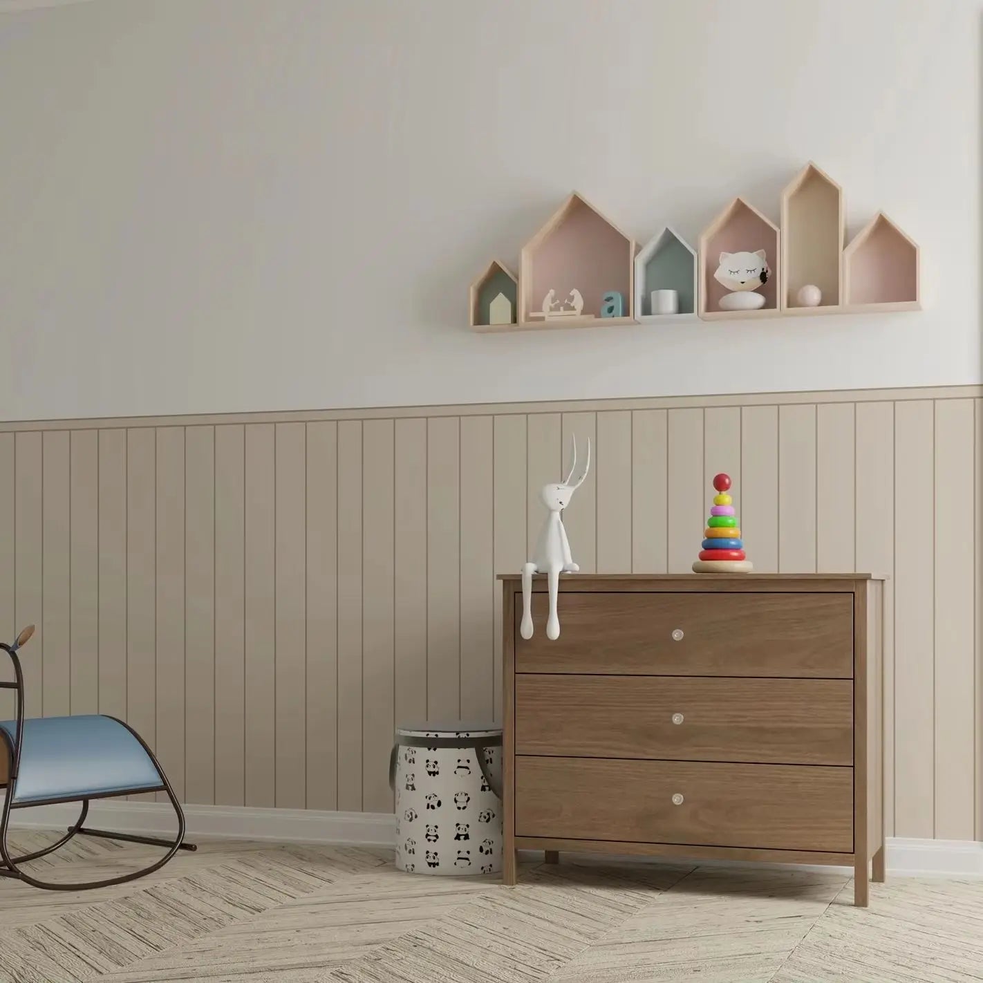 Beige Self-Adhesive Wall Panel for Children's Room