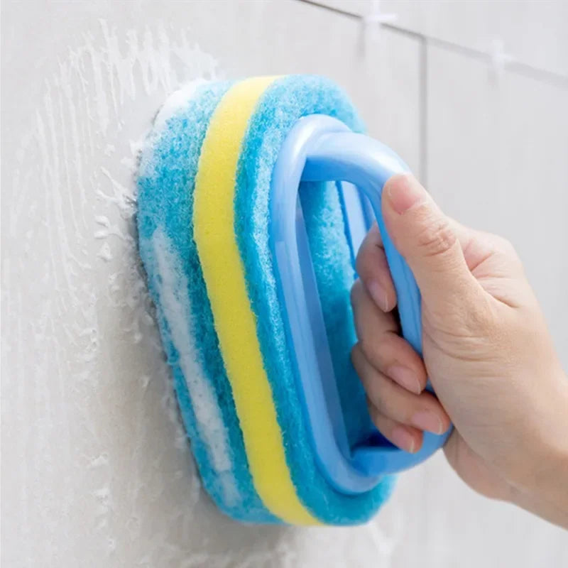 Durable Scrub Sponge Brush with Handle – For Kitchen, Bathroom & Household Cleaning