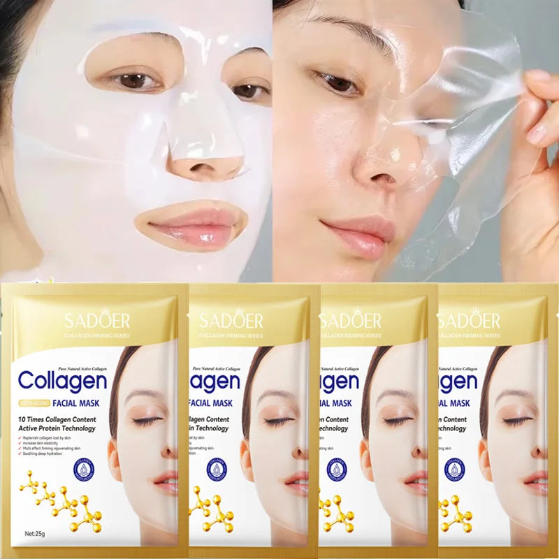 10PCS Collagen Anti-Wrinkle Facial Mask – Anti-Aging Moisturizing Brightening