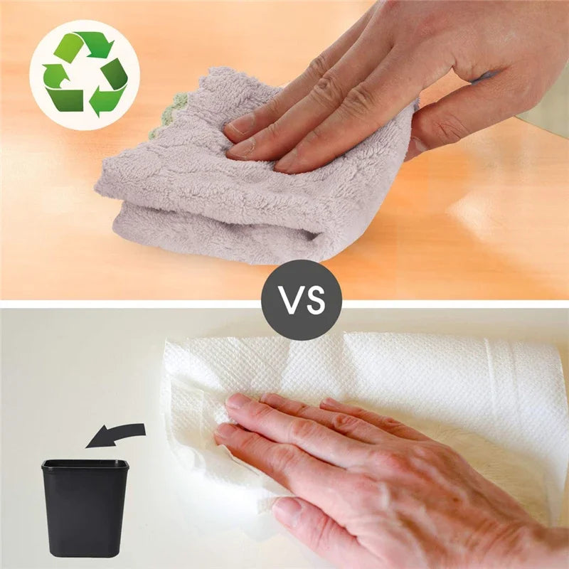 SuperSoft Microfiber Kitchen Towels – 5/10/20pcs Coral Velvet, Fast-Drying & Oil-Free Cleaning Cloths