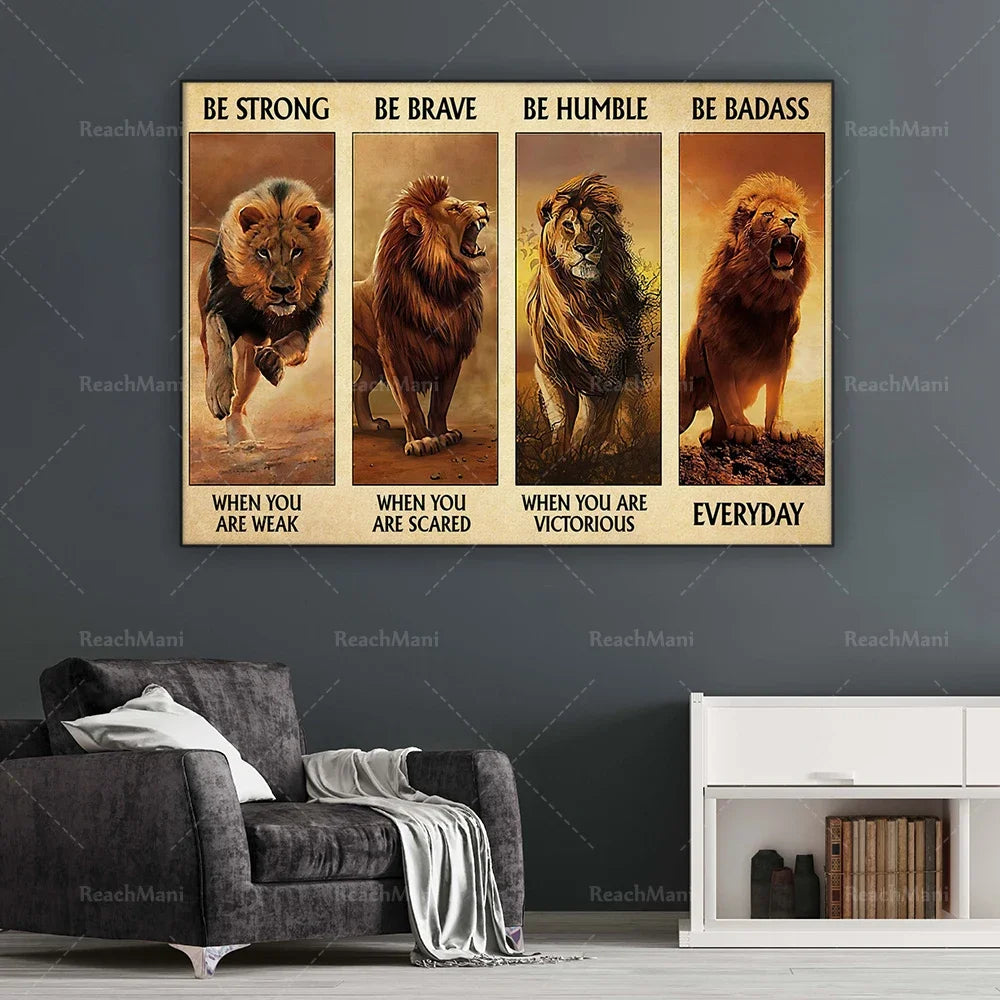 Lions Decorative Poster – Be Strong and Courageous