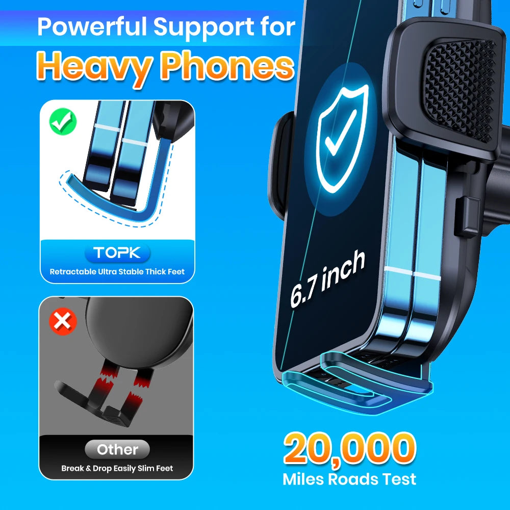TOPK Universal Car Phone Holder – 360° Rotation, Non-Slip and Compact