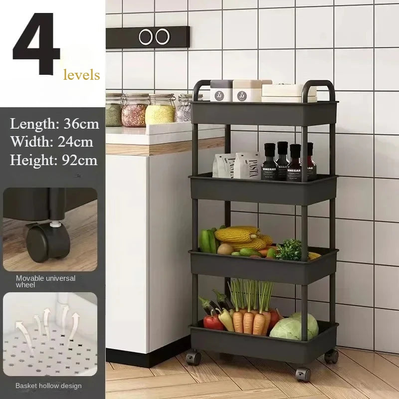 Movable Storage Cart with Wheels – Multi-Layer Rack