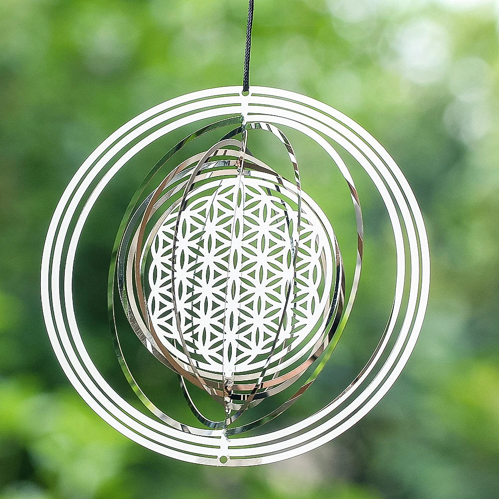 10cm Rotating 3D Mandala with Mirrored Reflection for Decoration and Meditation