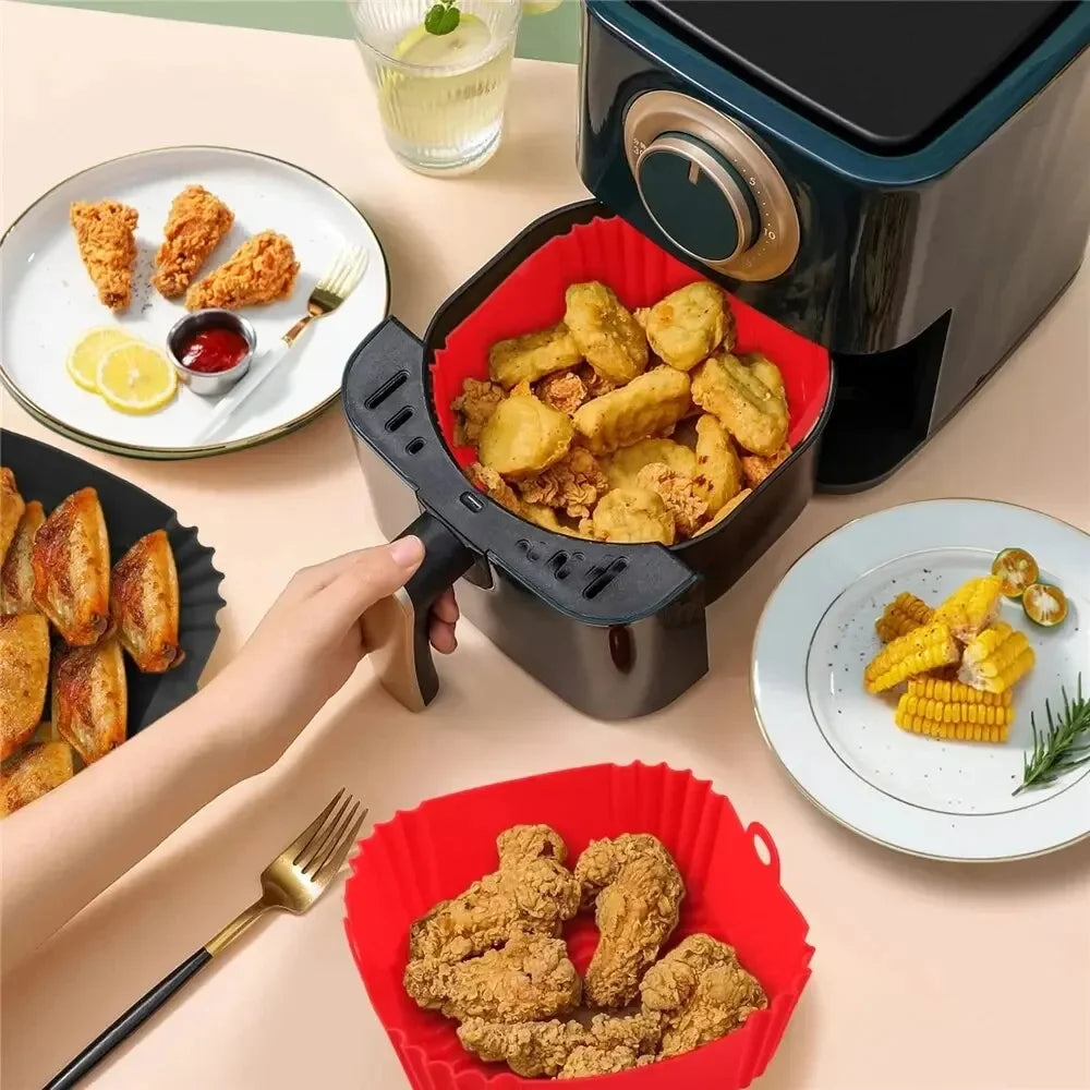 Reusable Silicone Airfryer Liner Tray – Non-Stick, Heat-Resistant, Easy-Clean