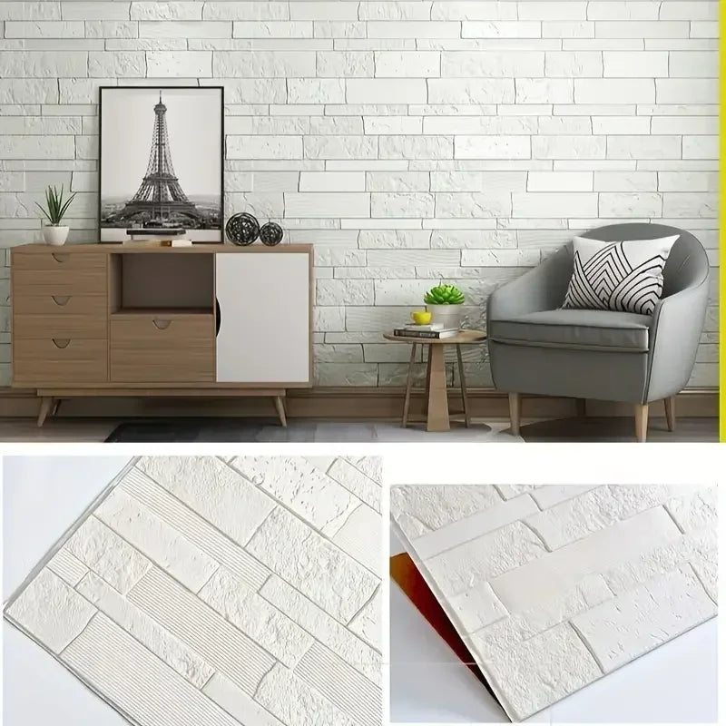 3D Self-Adhesive Wall Panels – Waterproof Foam Brick Stickers (35×35cm, 5–15pcs)