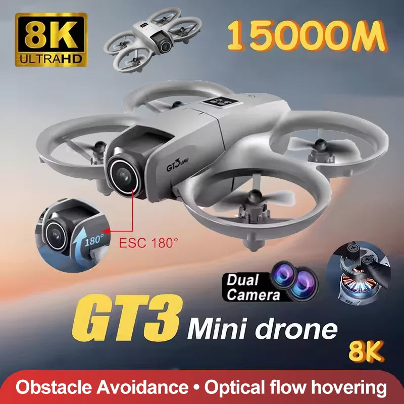 Mini Drone GT3 GPS 8K HD Dual Camera Foldable RC Quadcopter