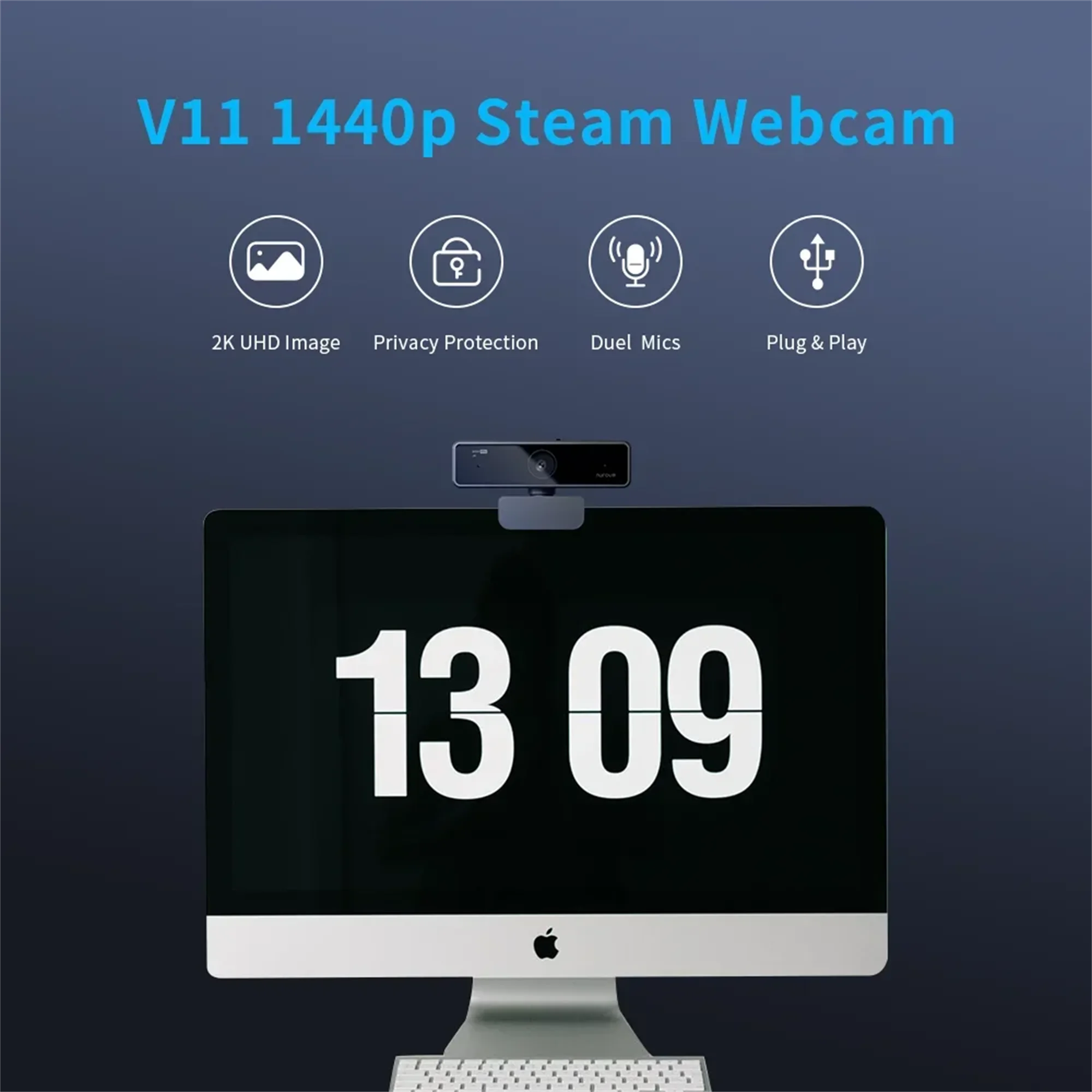 Nuroum V11 Webcam 1080p 60fps with Microphone for PC/Laptop